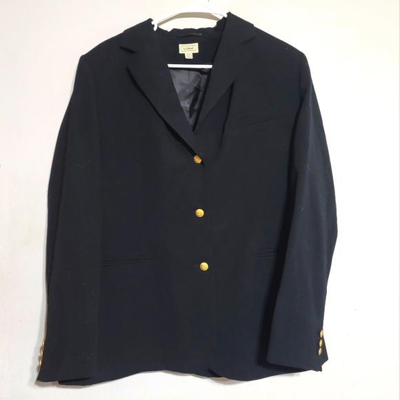 LL Bean Womens Blazer Size 18 Black Gold Plus 1X Corporate Office Suit Jacket - Picture 1 of 3